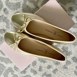 Chinese Laundry Audrey Gold Flats with Bow Detail